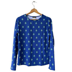 TOMMY BAHAMA Rash Guard Top Foulard Frenzy Sulf Blue Multi Long Sleeve Size XL